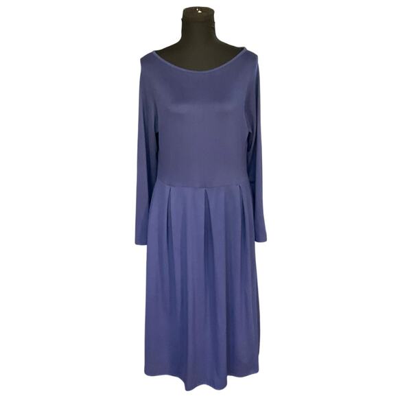 24seven Comfort Apparel Blue Long Sleeve Causal Midi Dress Size XL - Picture 1 of 7